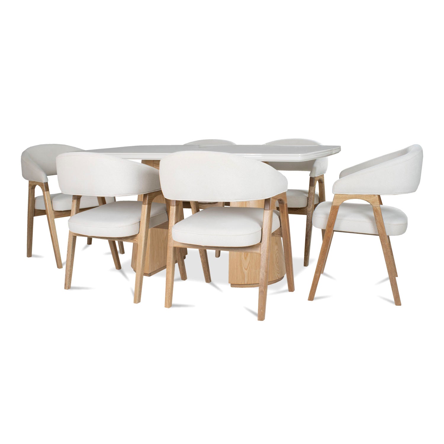 Comedor 6 Puestos Vicka Velvet Serena Crema, Natural