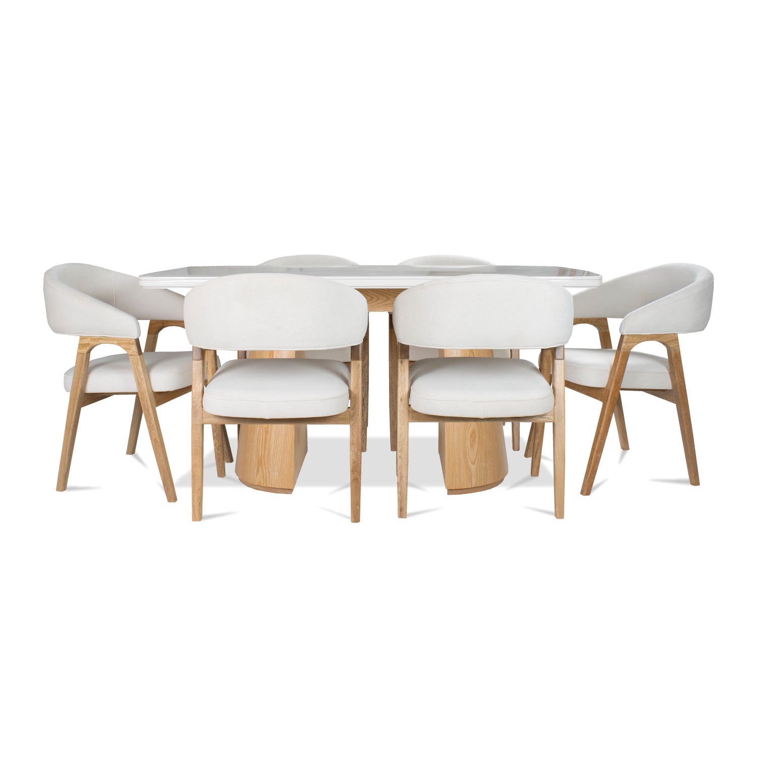 Comedor 6 Puestos Vicka Velvet Serena Crema, Natural