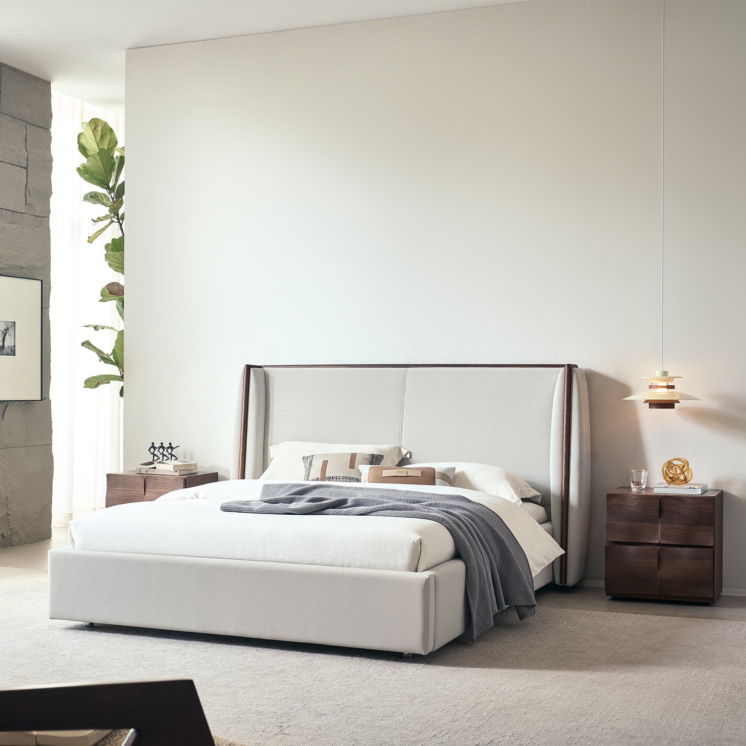 Cama Queen Taylor Velvet Beige