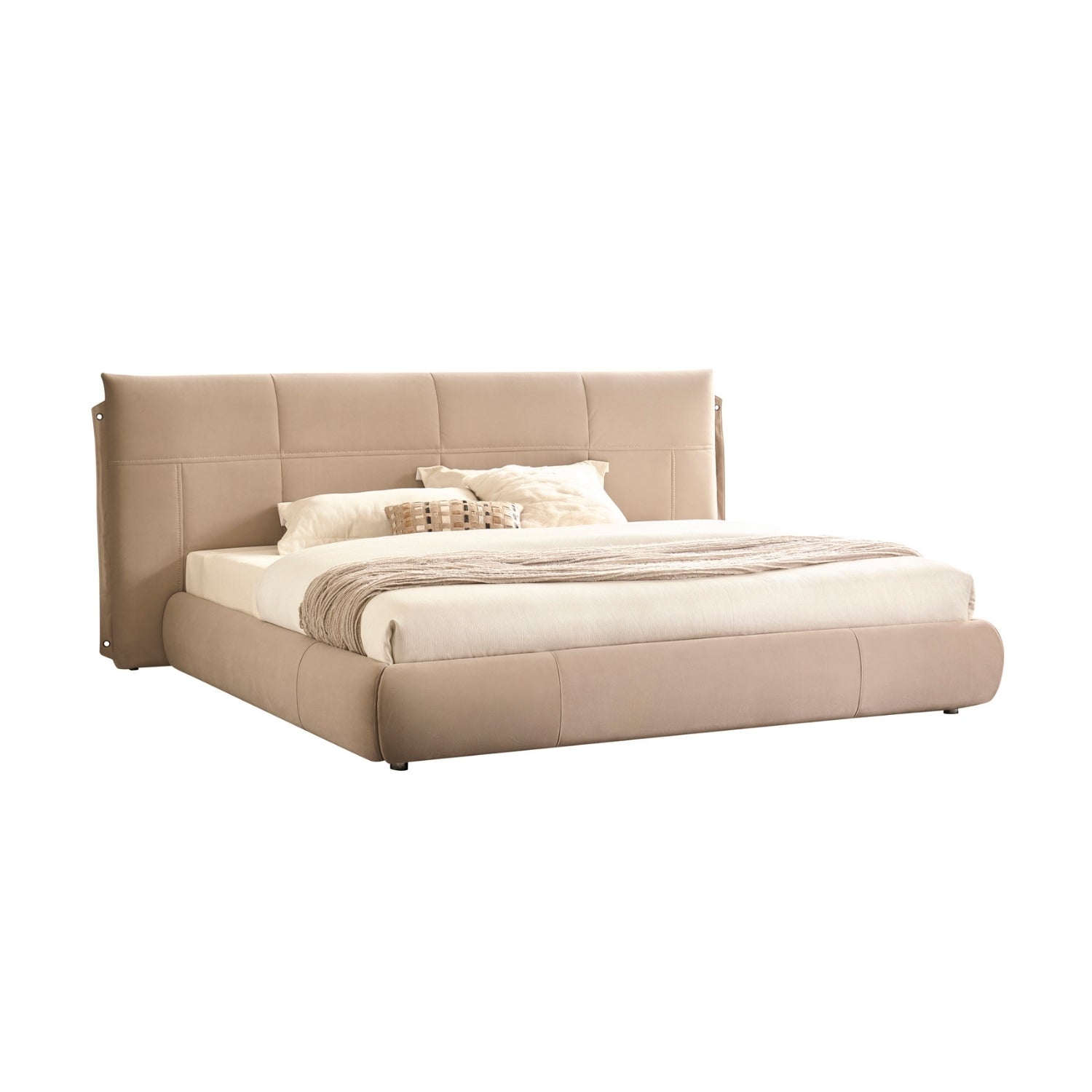 Cama Queen Lucas Velvet Beige