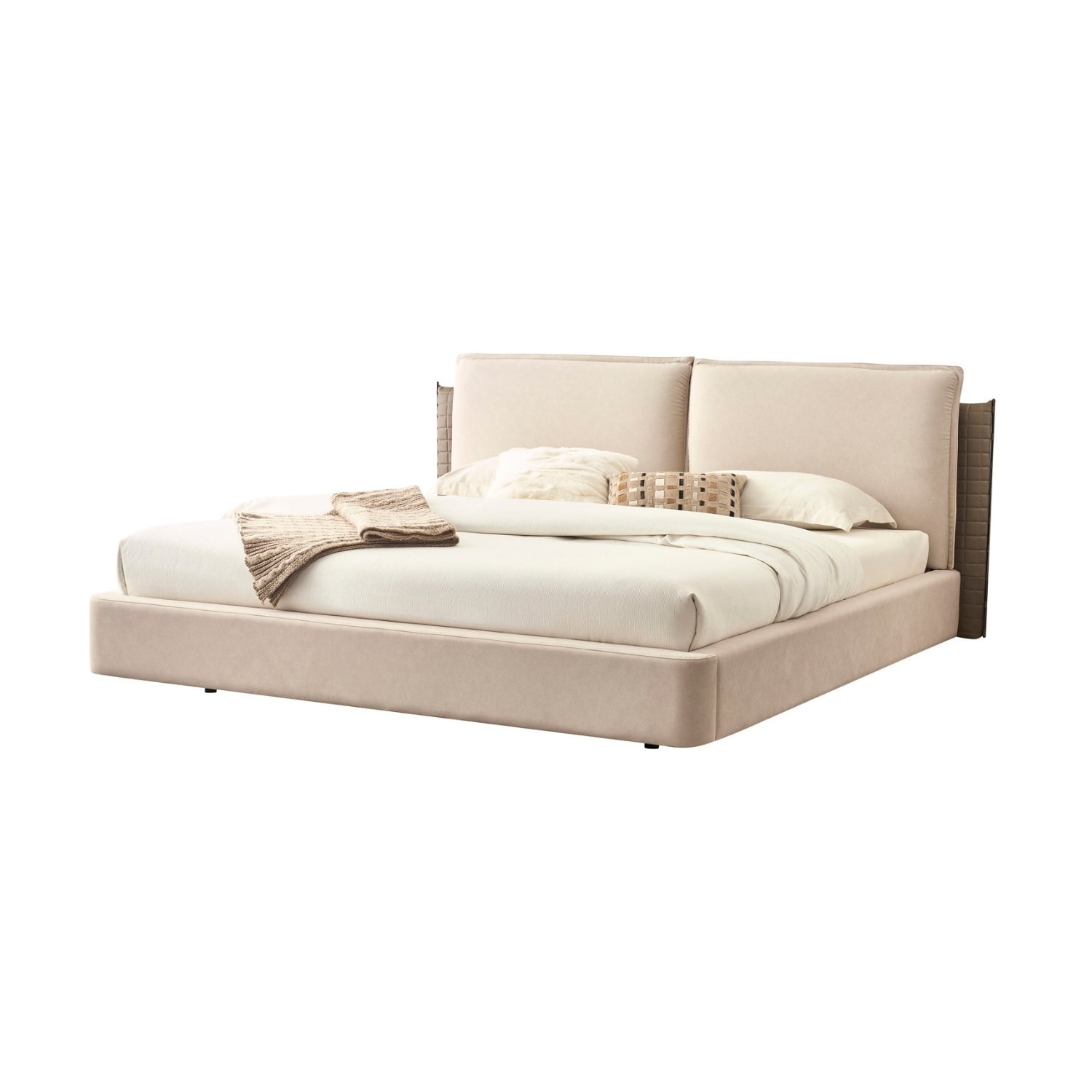 Cama Queen Lincon Velvet Beige