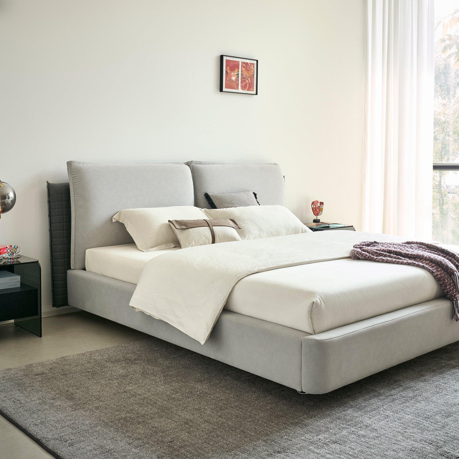 Cama King Lincon Velvet Gris