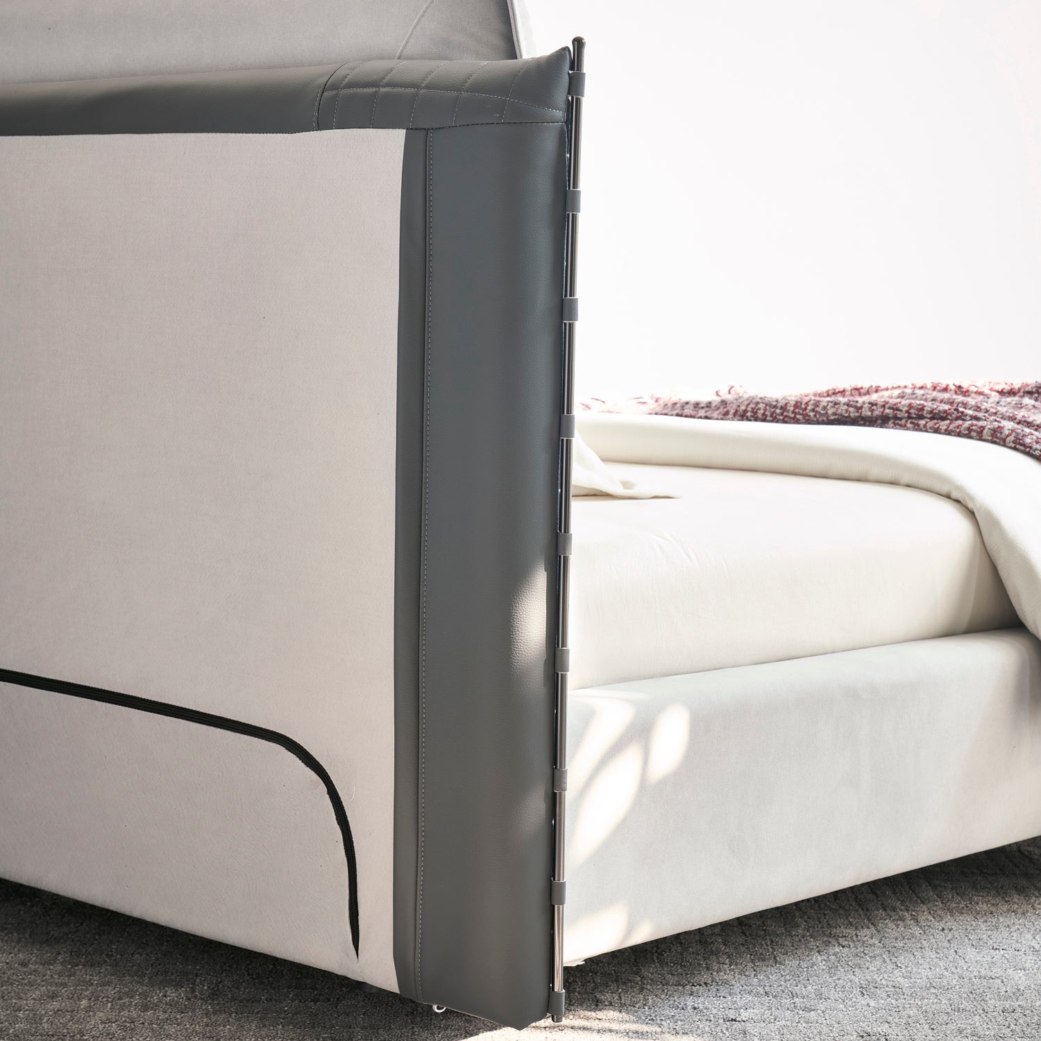 Cama King Lincon Velvet Gris