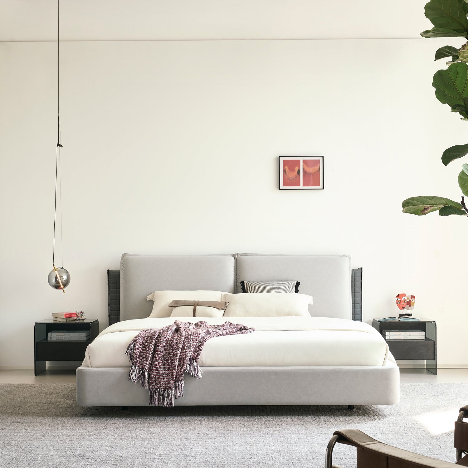 Cama Queen Lincon Velvet Gris