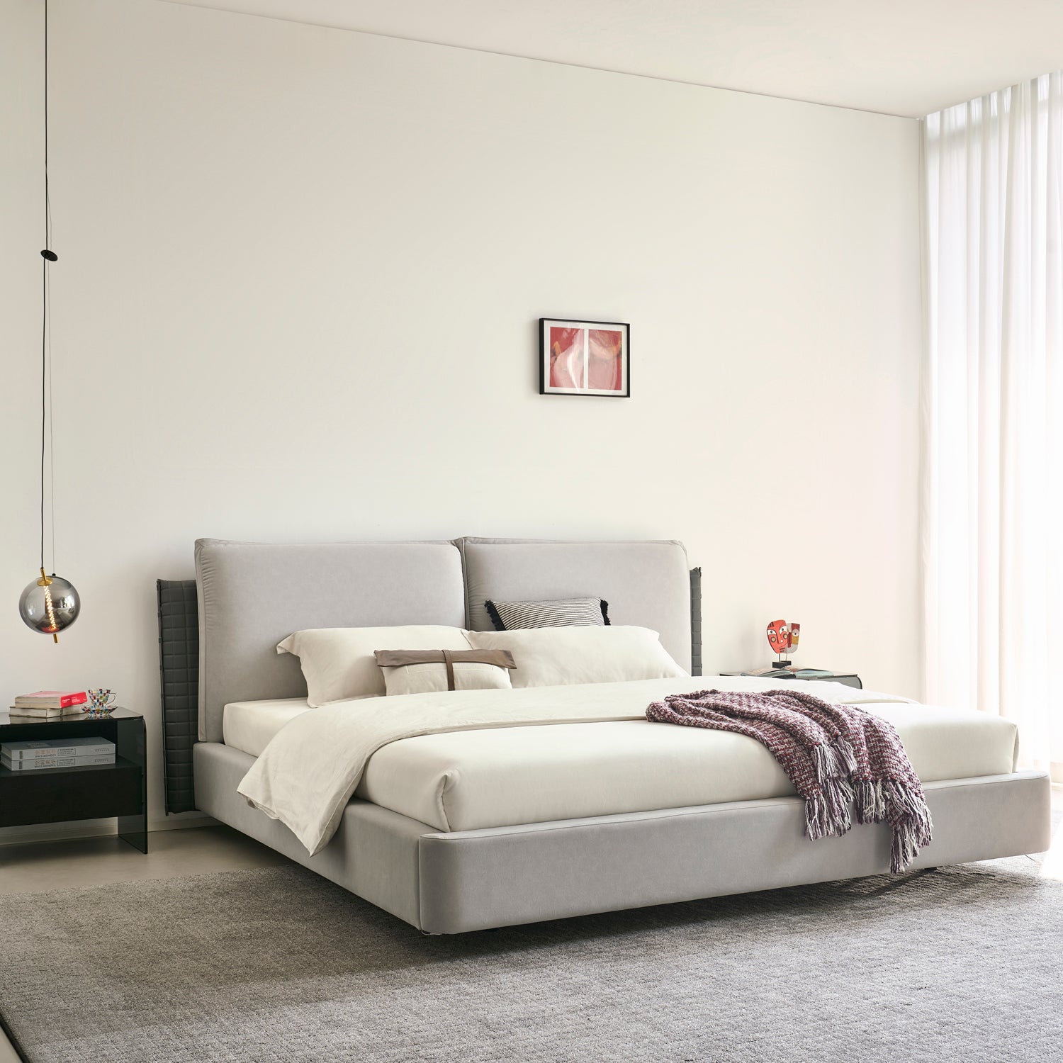 Cama Queen Lincon Velvet Gris