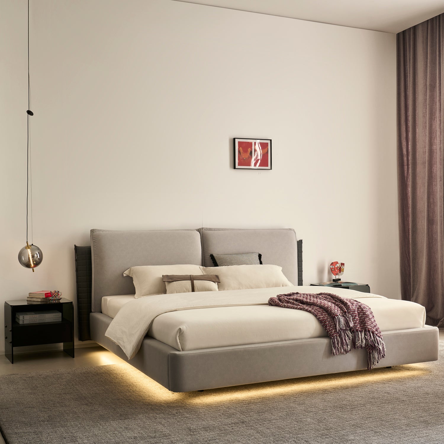 Cama King Lincon Velvet Gris