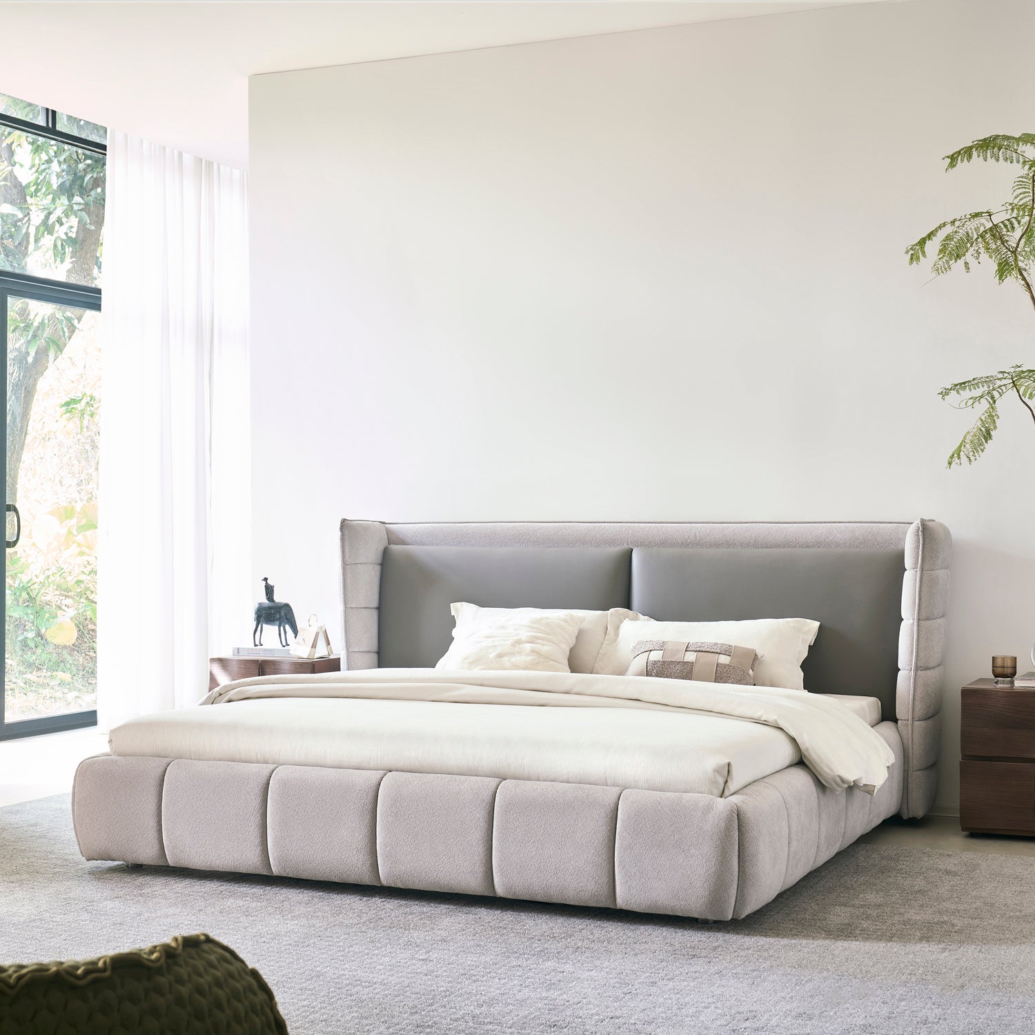 Cama Queen Toscana Velvet Gris