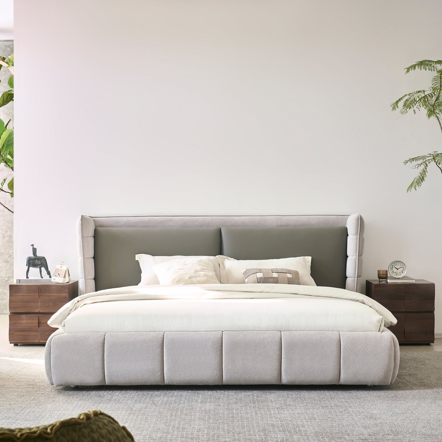 Cama Queen Toscana Velvet Gris