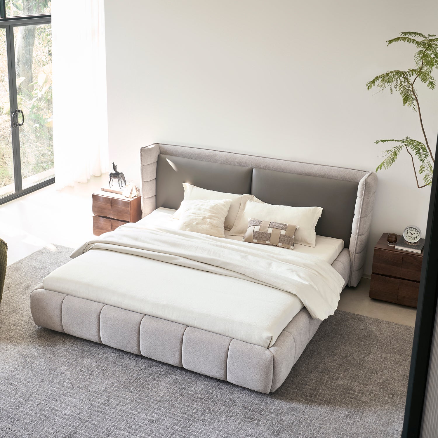 Cama Queen Toscana Velvet Gris