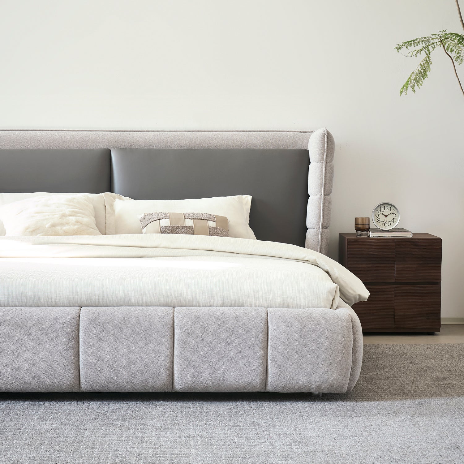 Cama Queen Toscana Velvet Gris