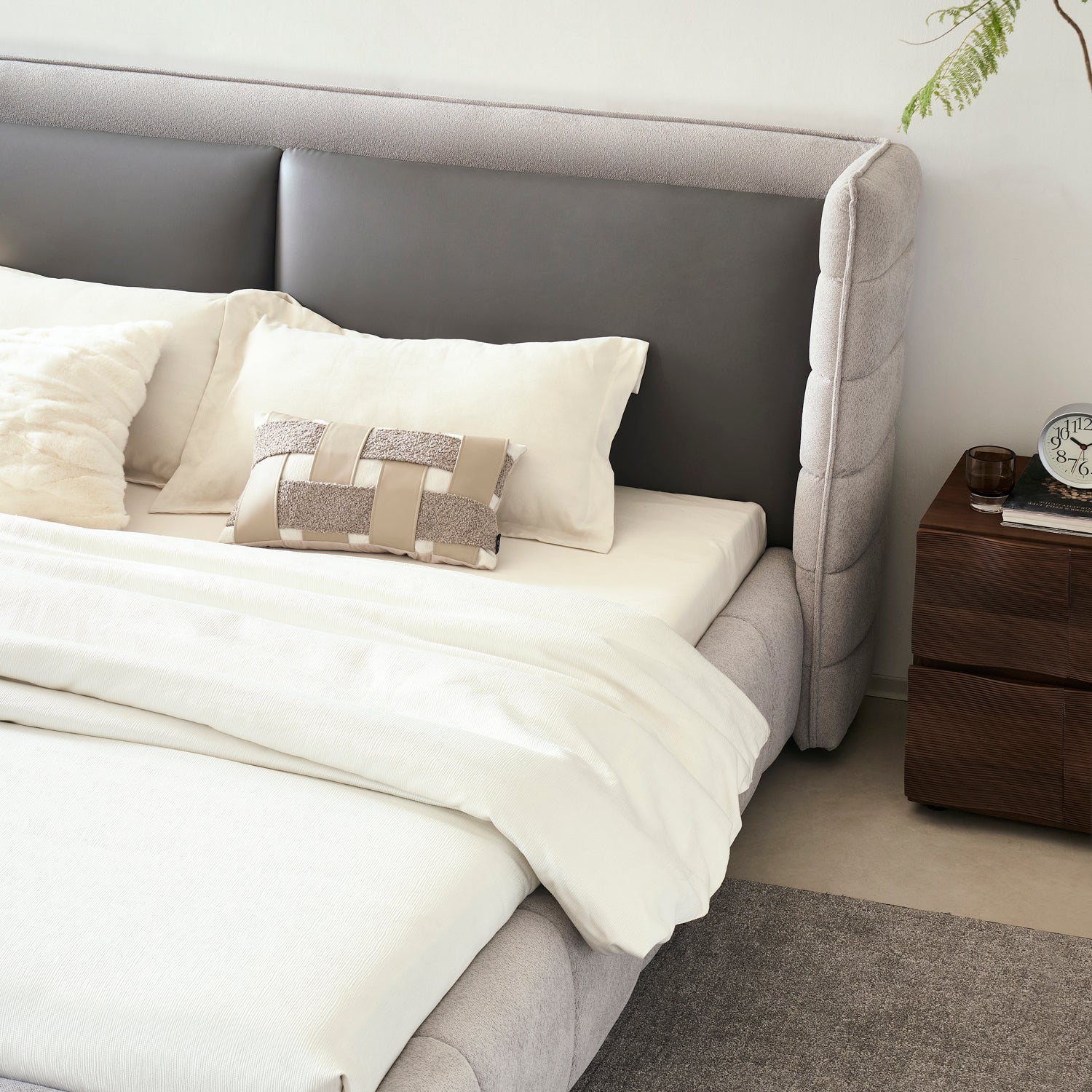 Cama Queen Toscana Velvet Gris