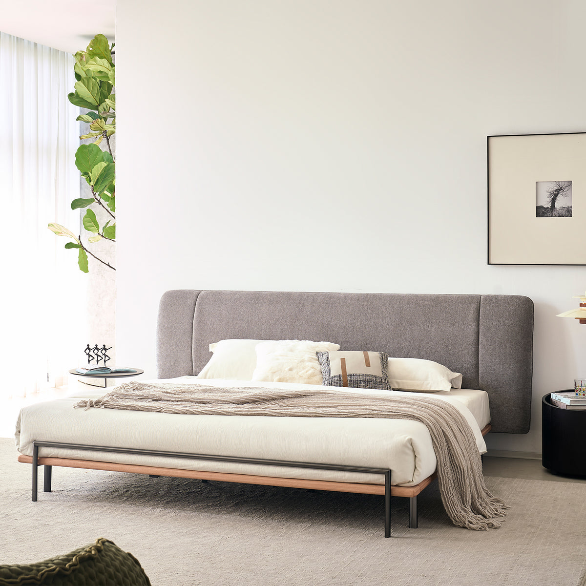 Cama Queen York Boucle Gris Oscuro