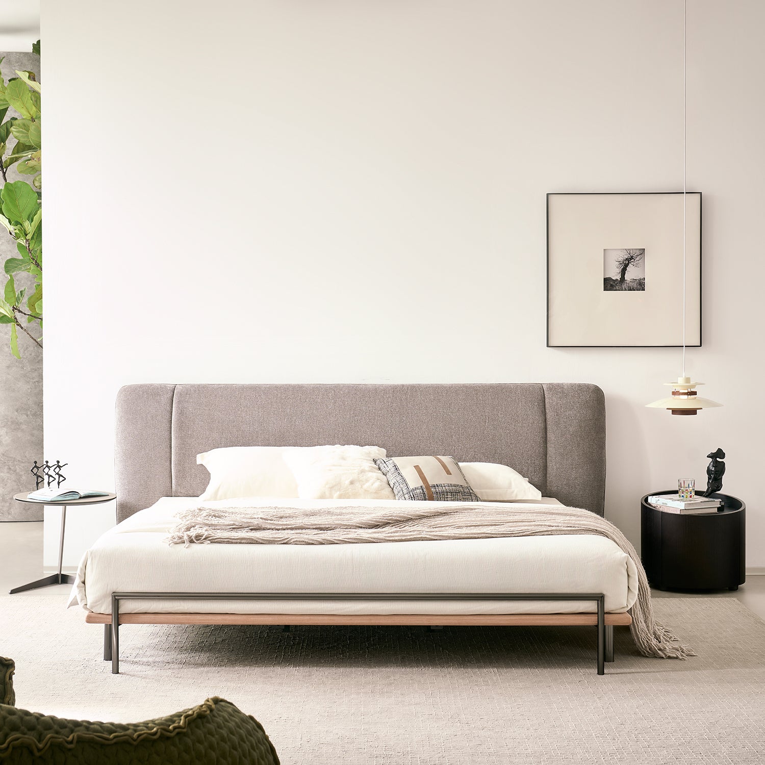 Cama Queen York Boucle Gris Oscuro