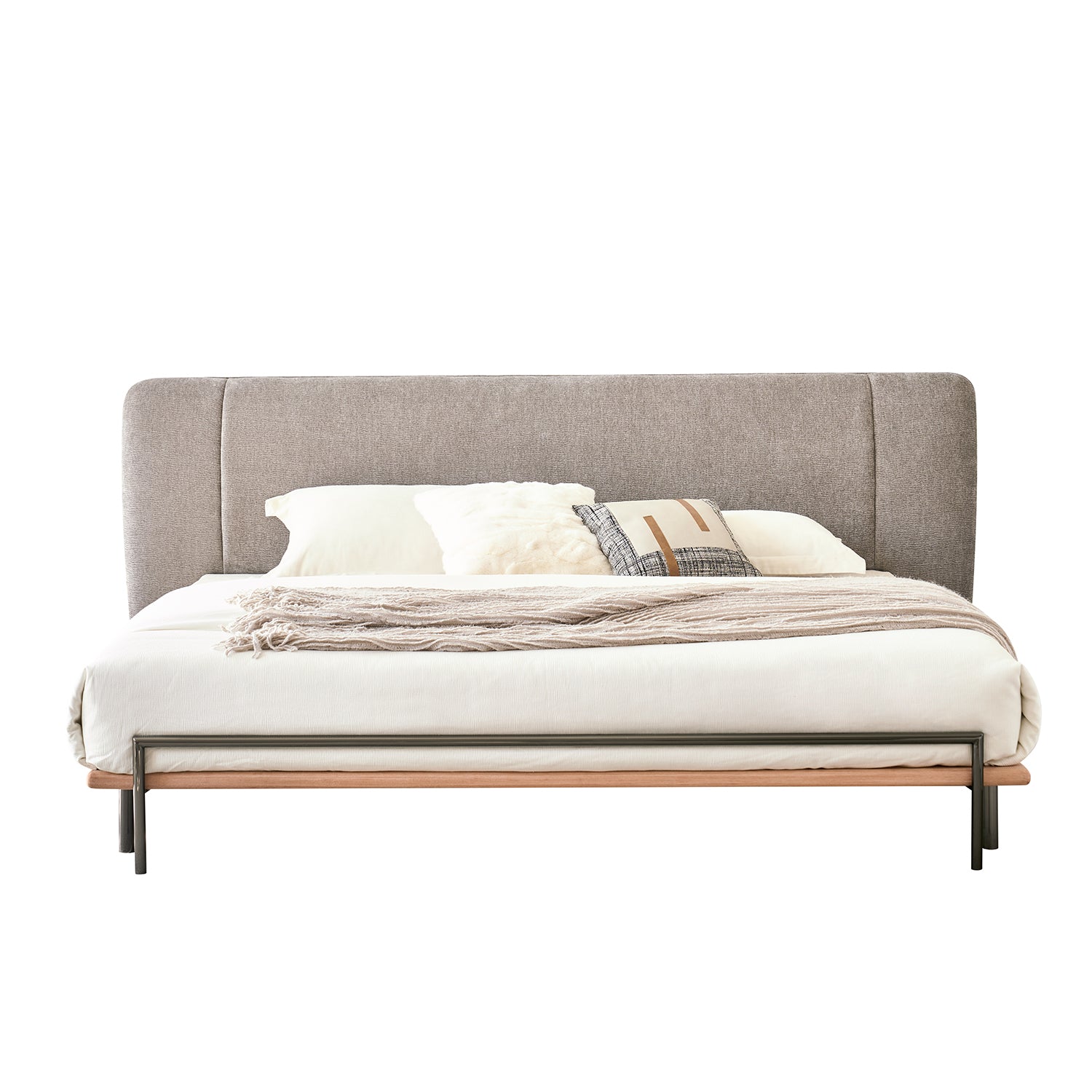 Cama Queen York Boucle Gris Oscuro