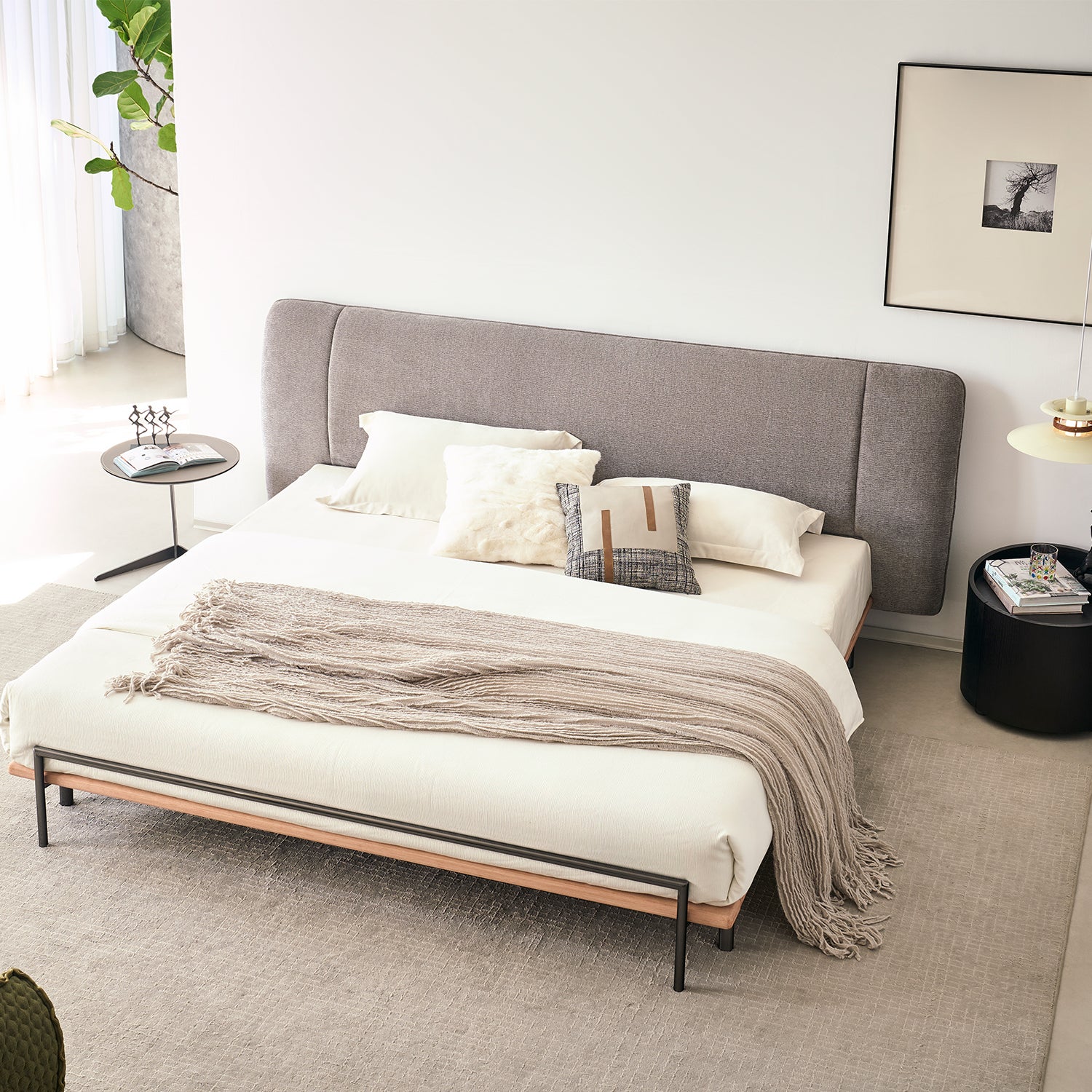Cama Queen York Boucle Gris Oscuro