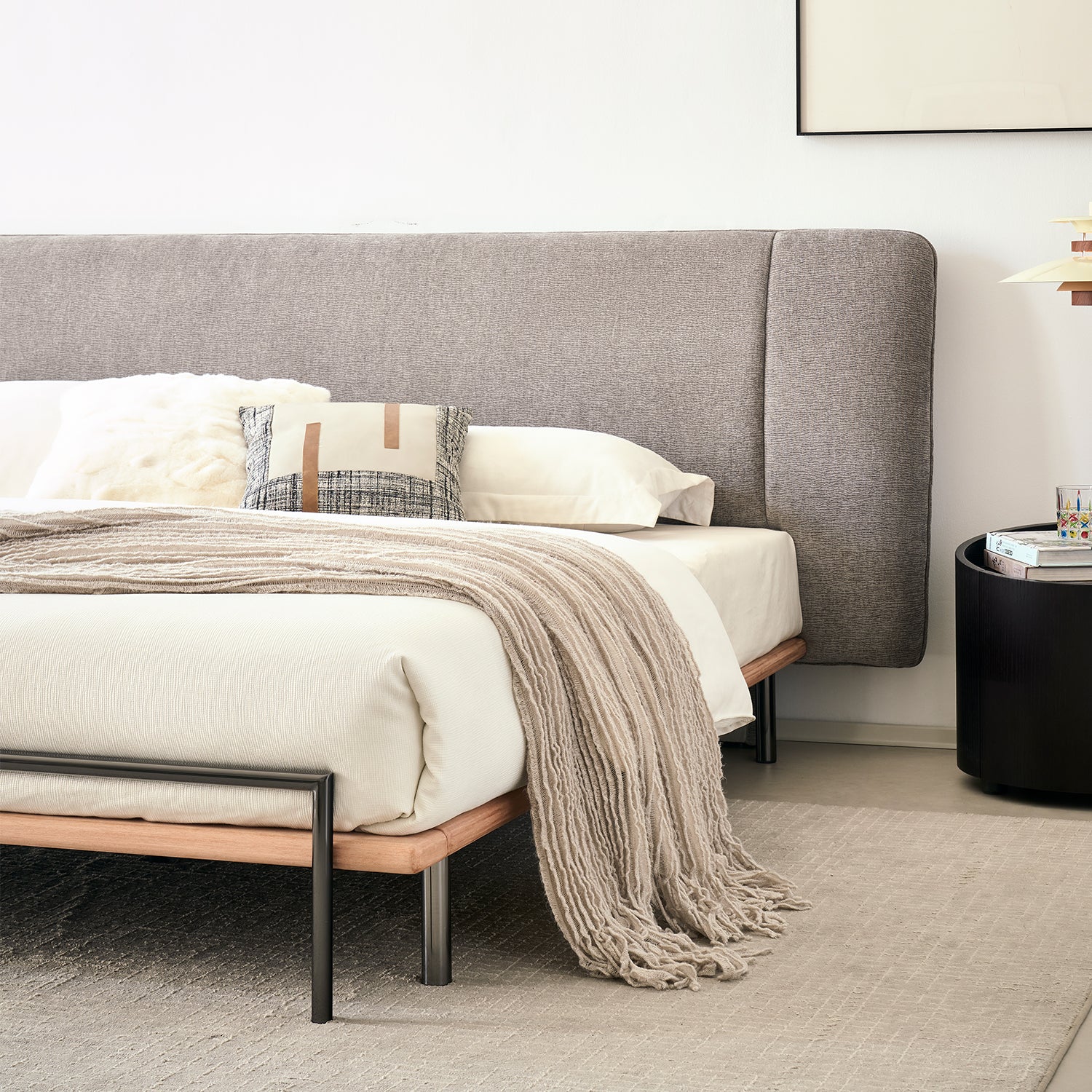 Cama Queen York Boucle Gris Oscuro