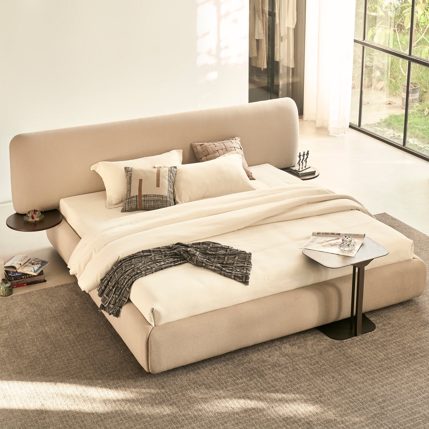 Cama Queen Toronto Boucle Crema