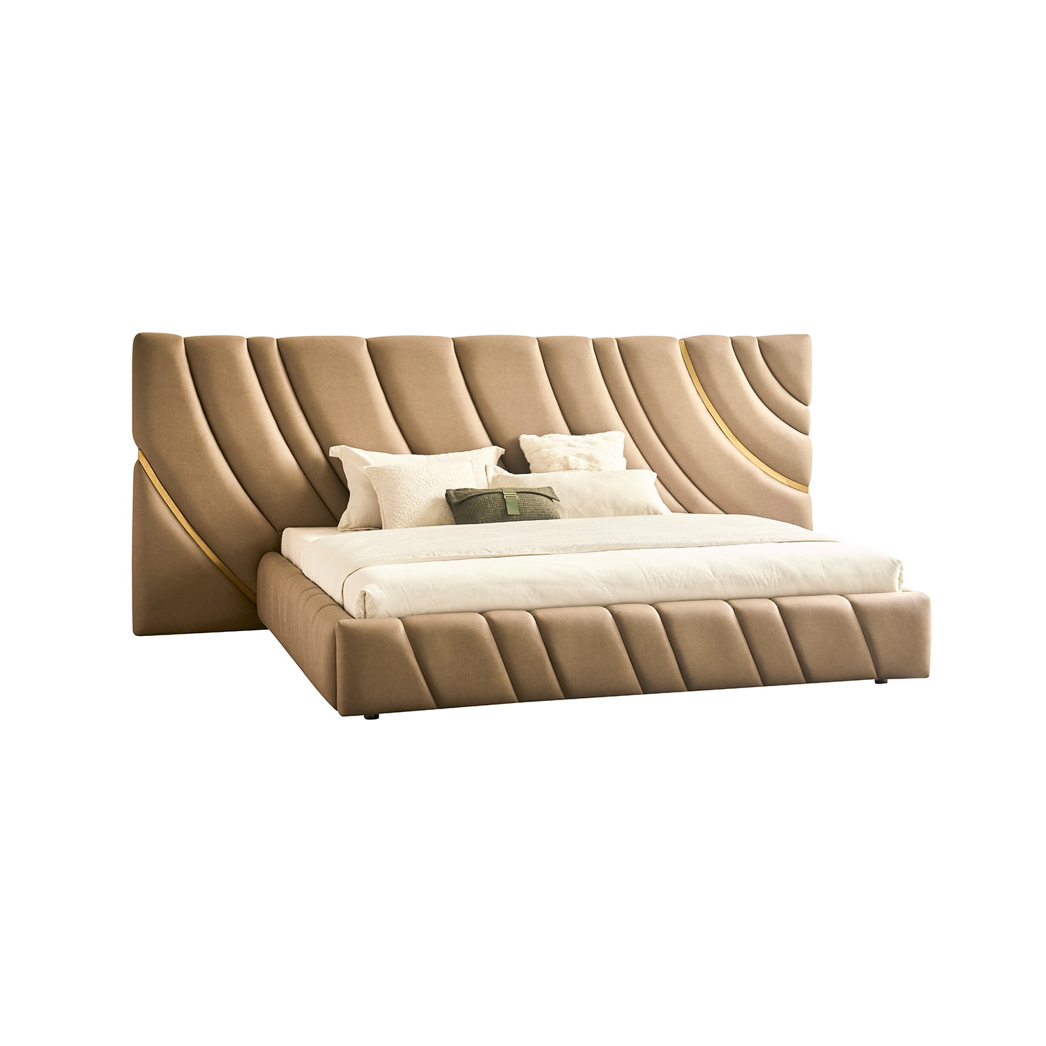 Cama Queen Luna Microfibra Taupe