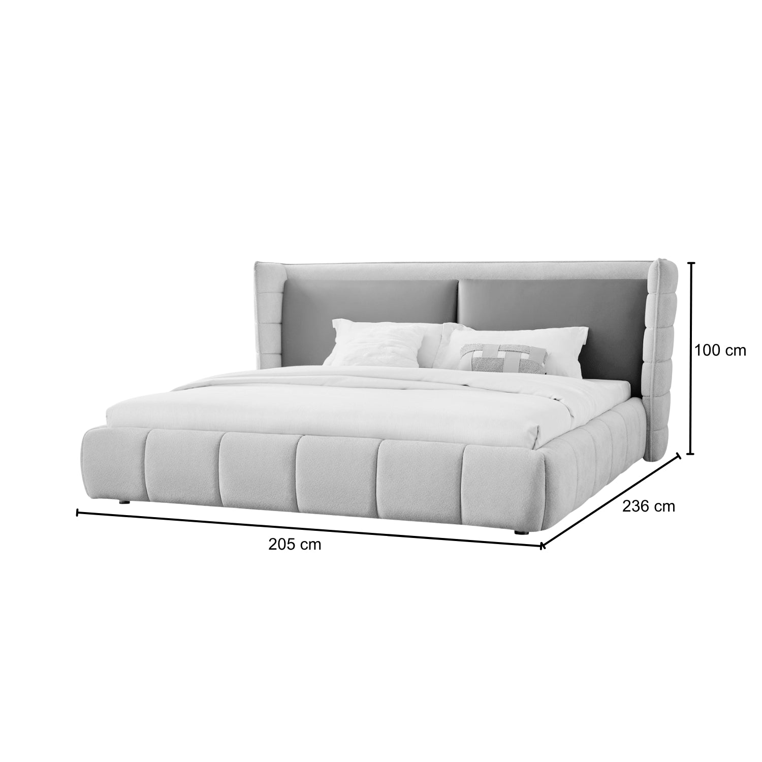 Cama Queen Toscana Velvet Gris