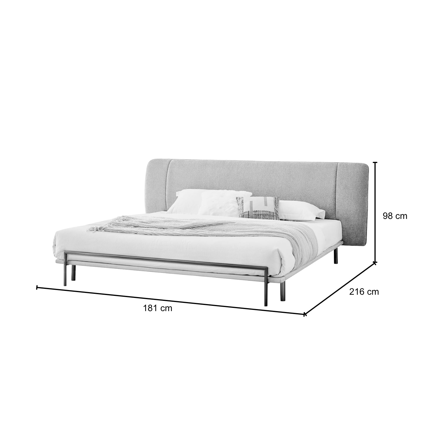 Cama Queen York Boucle Gris Oscuro