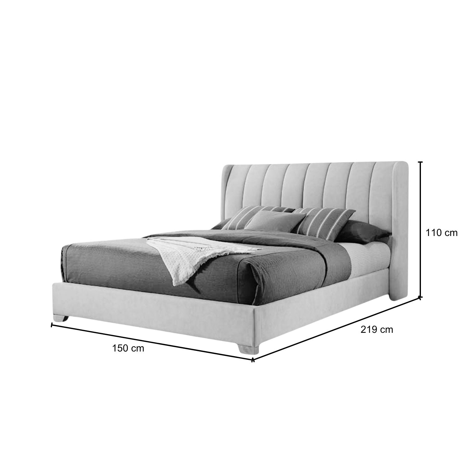Cama Doble Alfa Gris