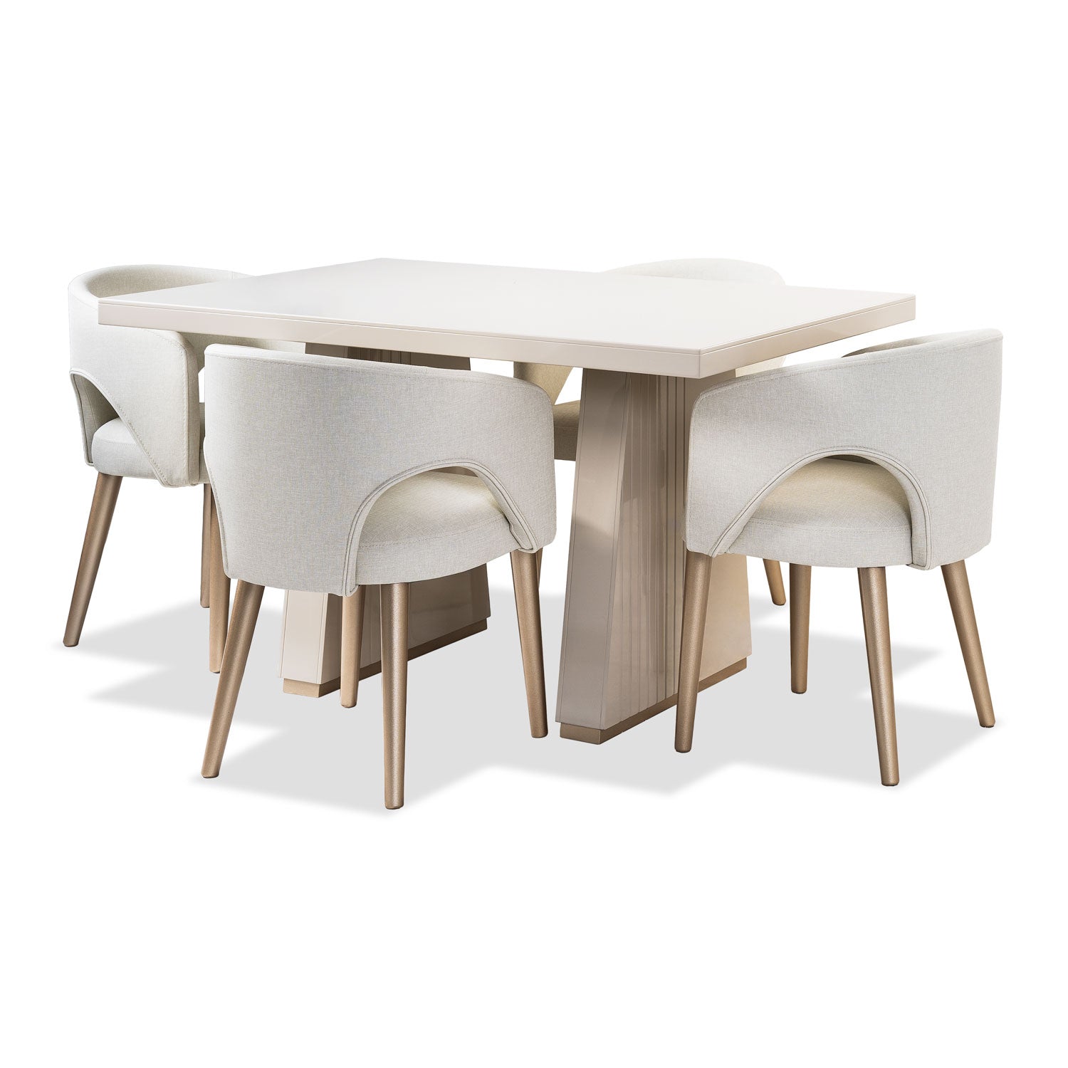 Comedor 4 Puestos Denver Eurolino Blanco Puro, Champaña