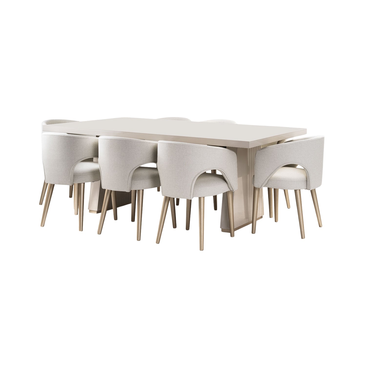 Comedor 8 Puestos Denver Eurolino Blanco Puro, Champaña