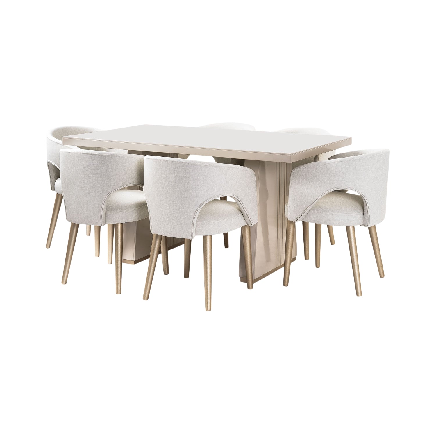 Comedor 6 Puestos Denver Eurolino Blanco Puro, Champaña