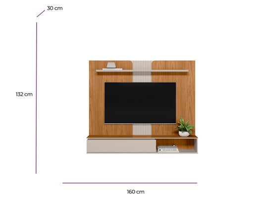 Panel de Tv Adell  160X136X30 Natural, Off White