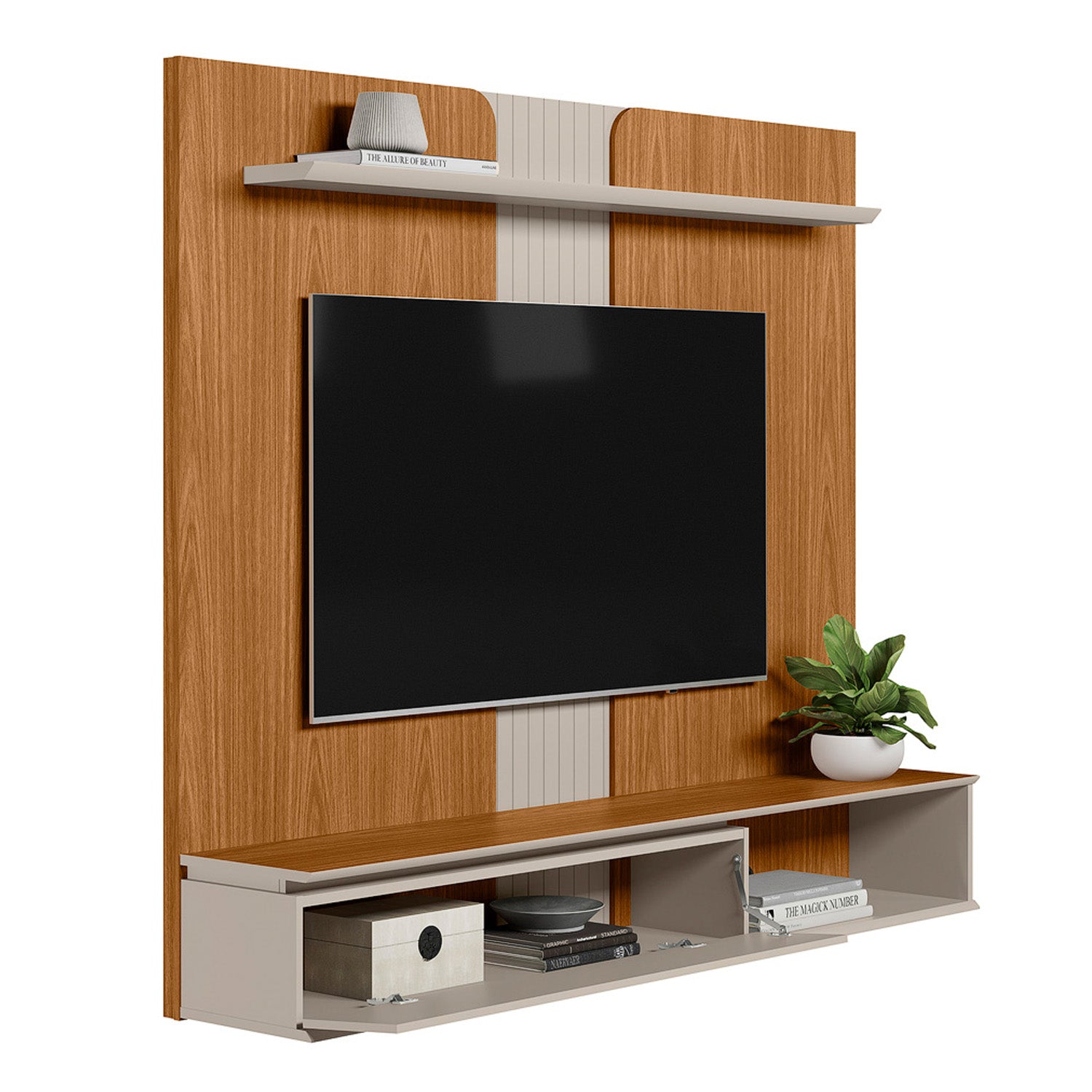 Panel de Tv Adell  160X136X30 Natural, Off White