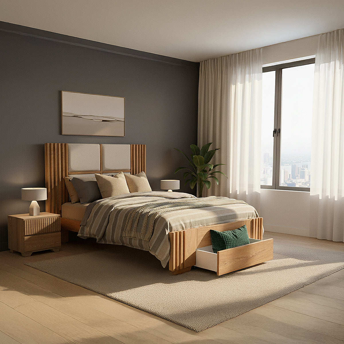 Cama Semi Doble Texas Beige, Natural*