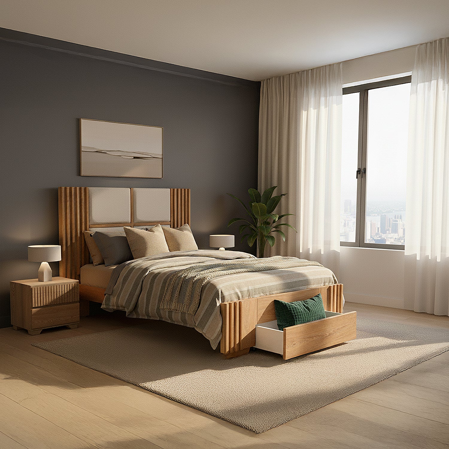 Cama Semi Doble Texas Beige, Natural*