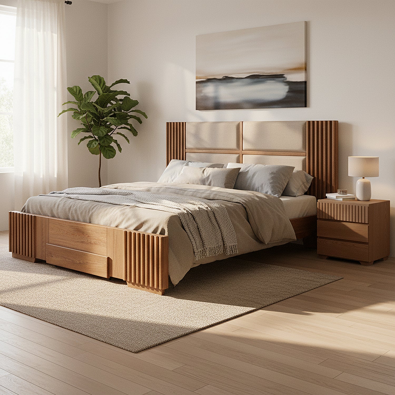 Combo Cama King Texas Beige, Off White, Champaña + Colchón Lexus Deluxe Doble Pillow Top