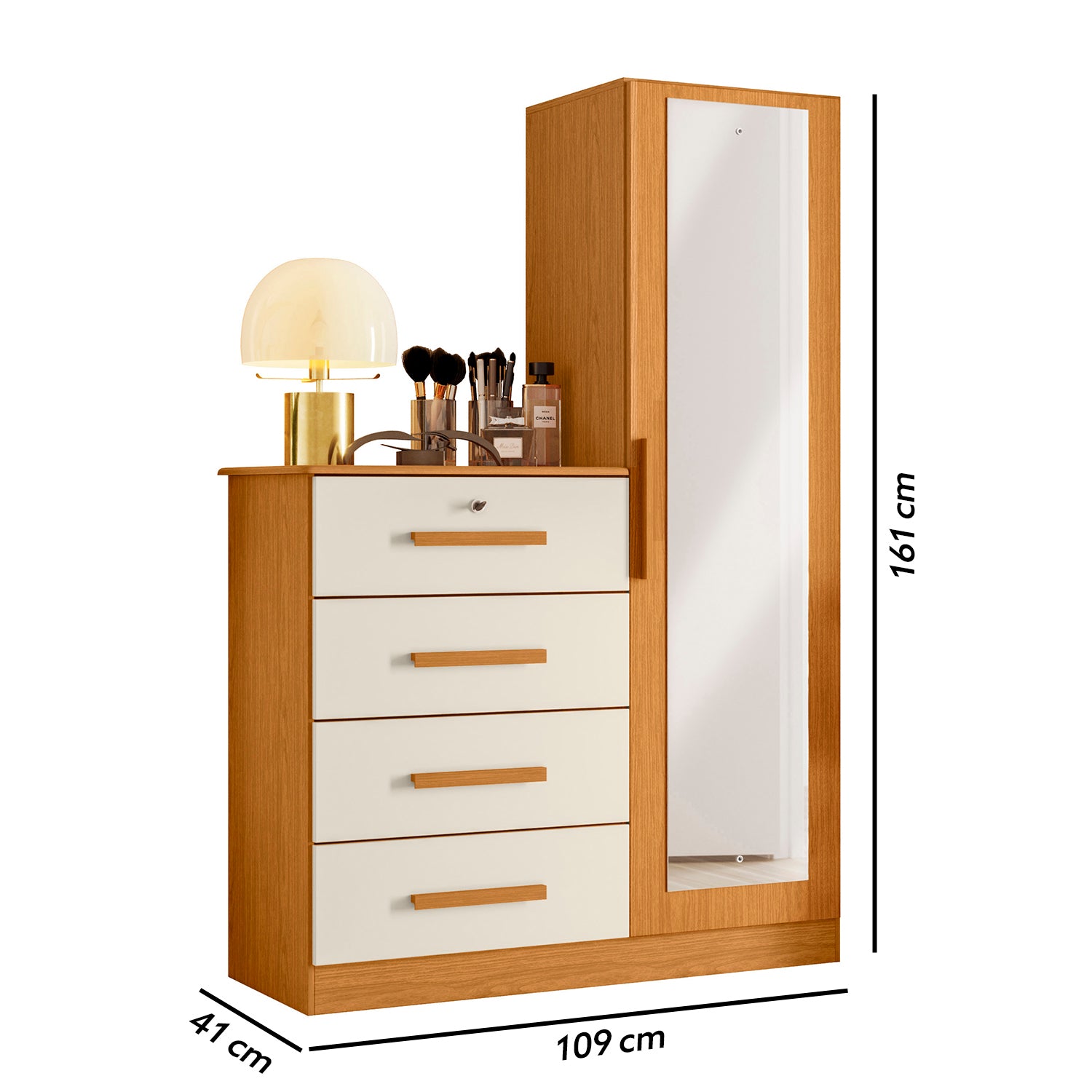 Cómoda + Tocador Aktual Off White, Natural