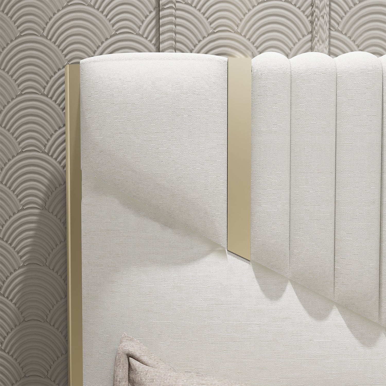 Cama Santana Doble Beige Perlado,Champaña
