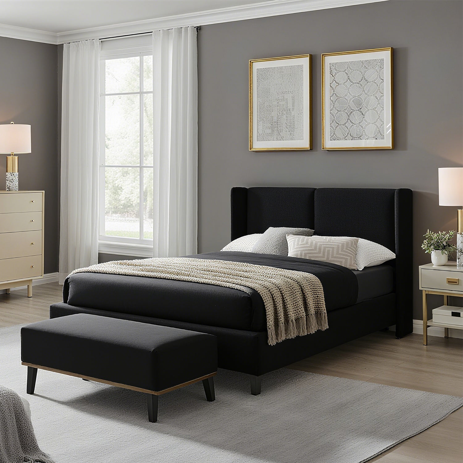 Cama Doble Barcelona Gris Plomo