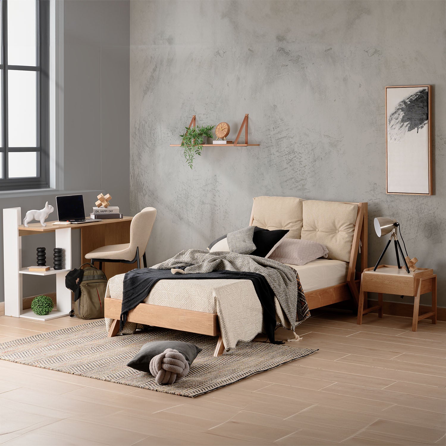 Cama 1.00 Alky Crudo, Natural