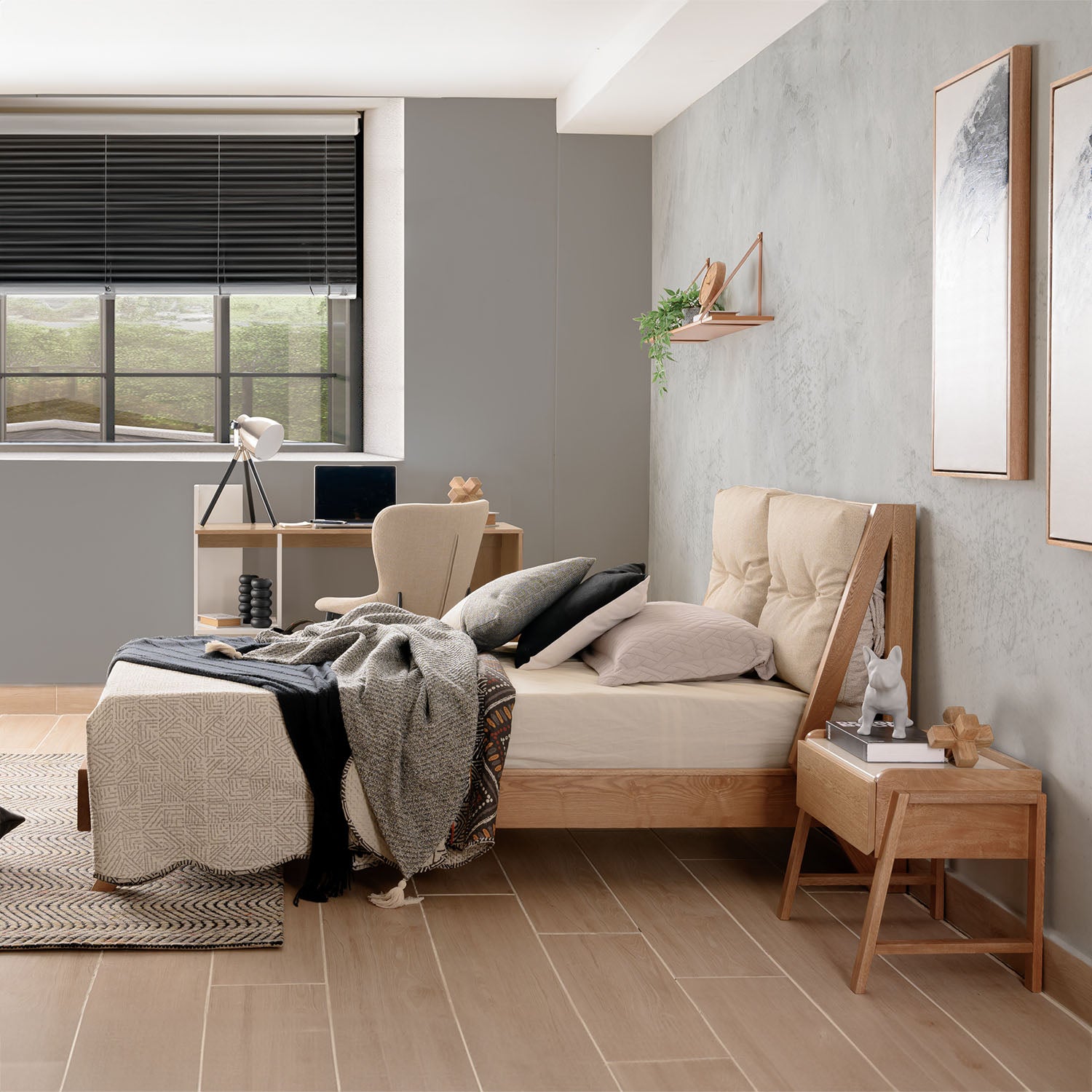 Cama 1.00 Alky Crudo, Natural