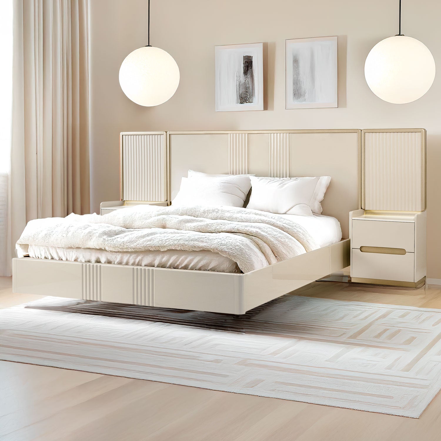 Cama Doble Bilbao Greige, Champaña