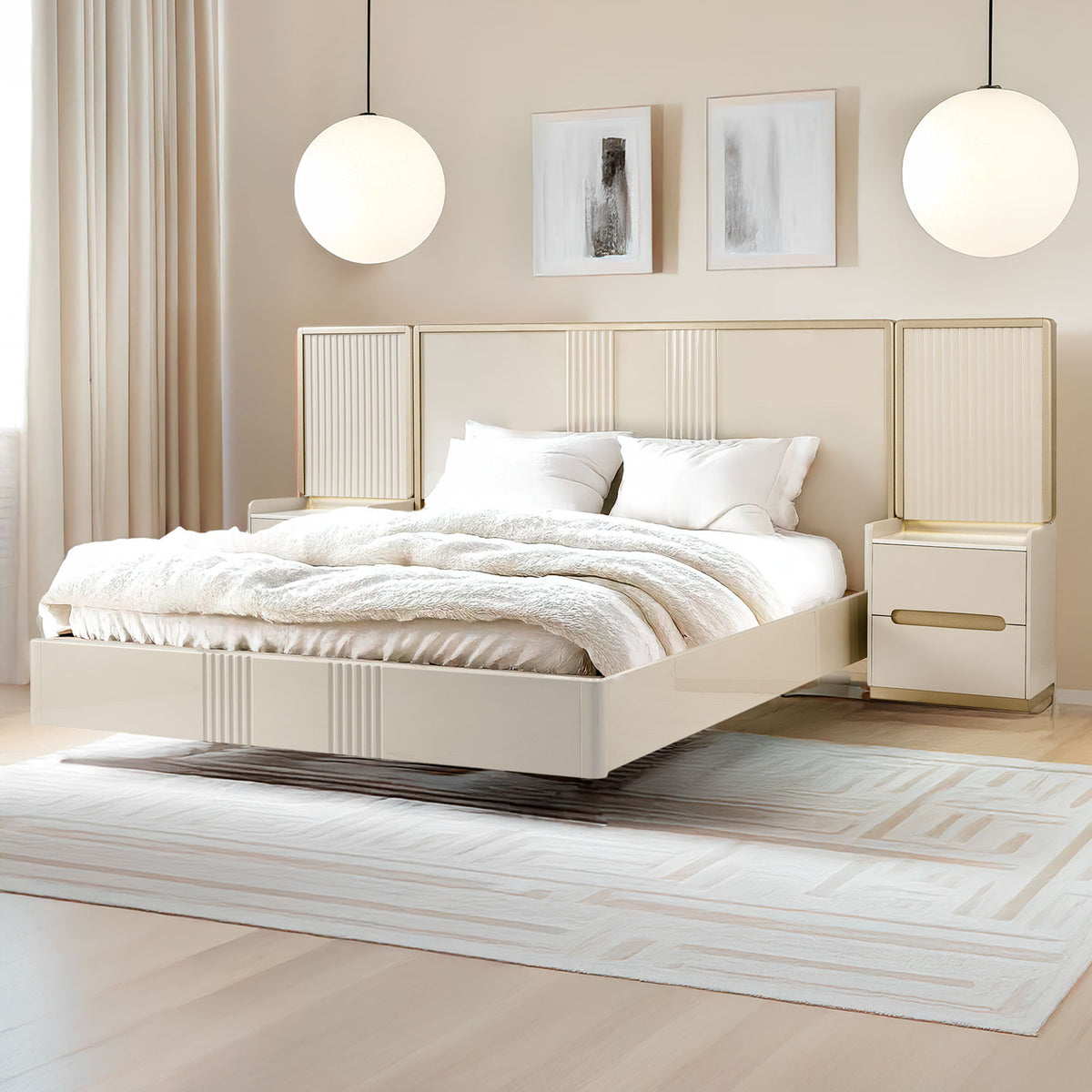 Cama King Bilbao Greige, Champaña