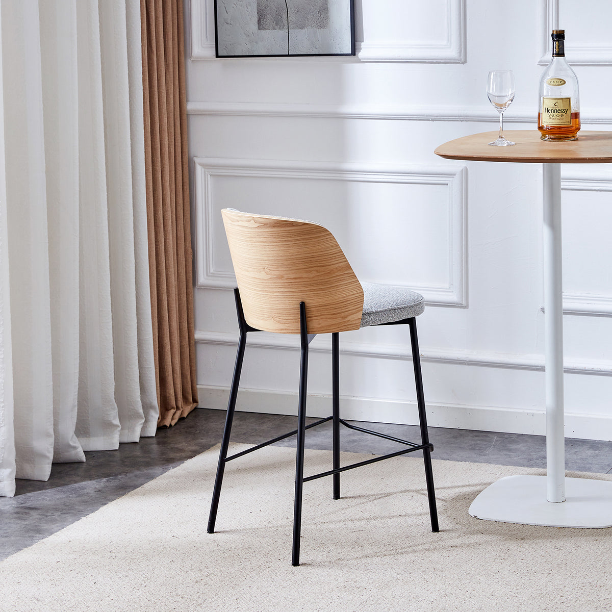 Silla para Barra Kim Gris, Natural
