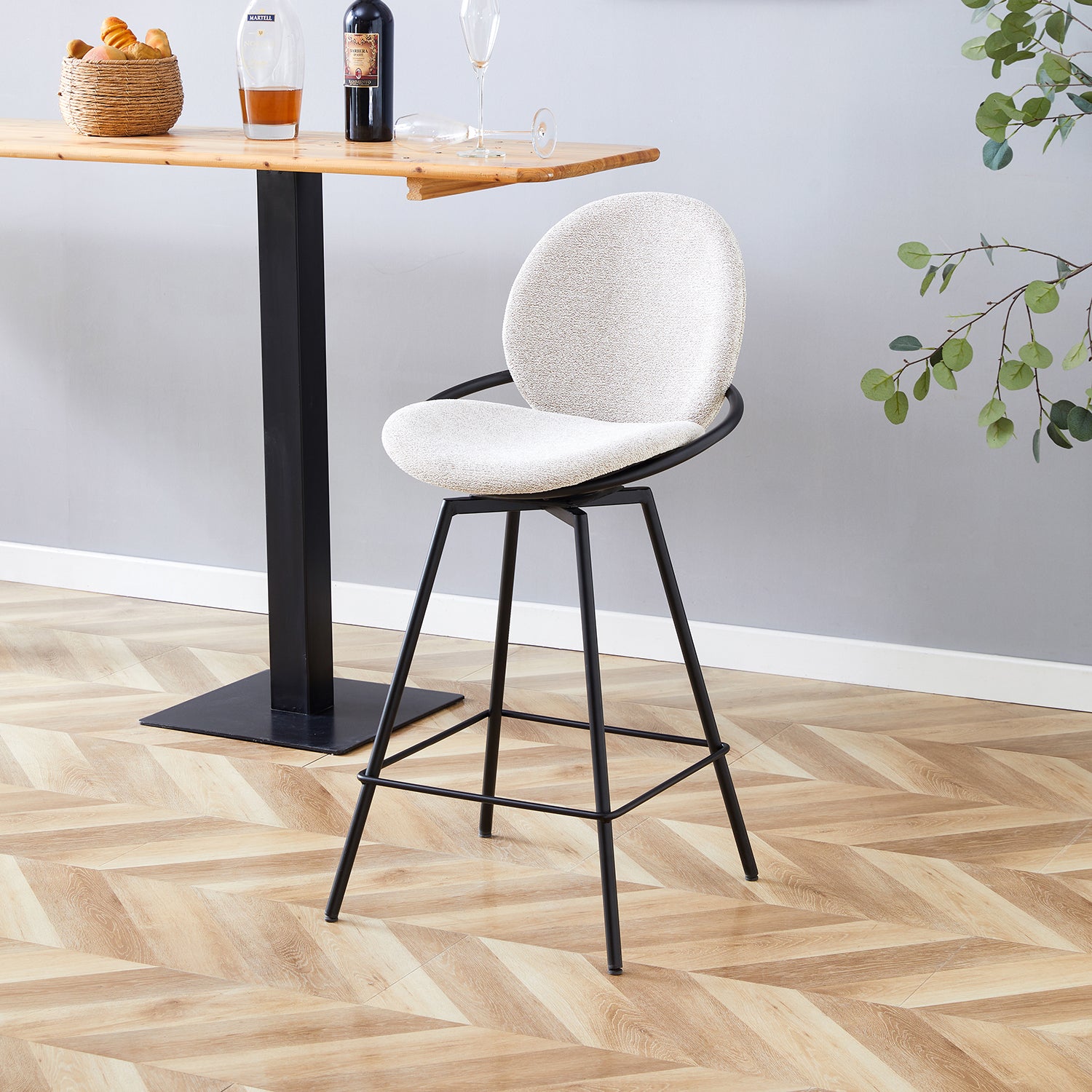 Silla para Barra Alec Beige Giratoria