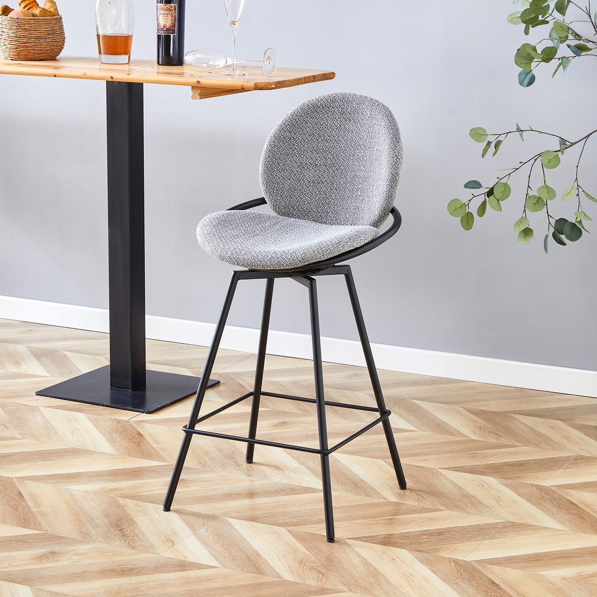 Silla para Barra Alec Gris Giratoria