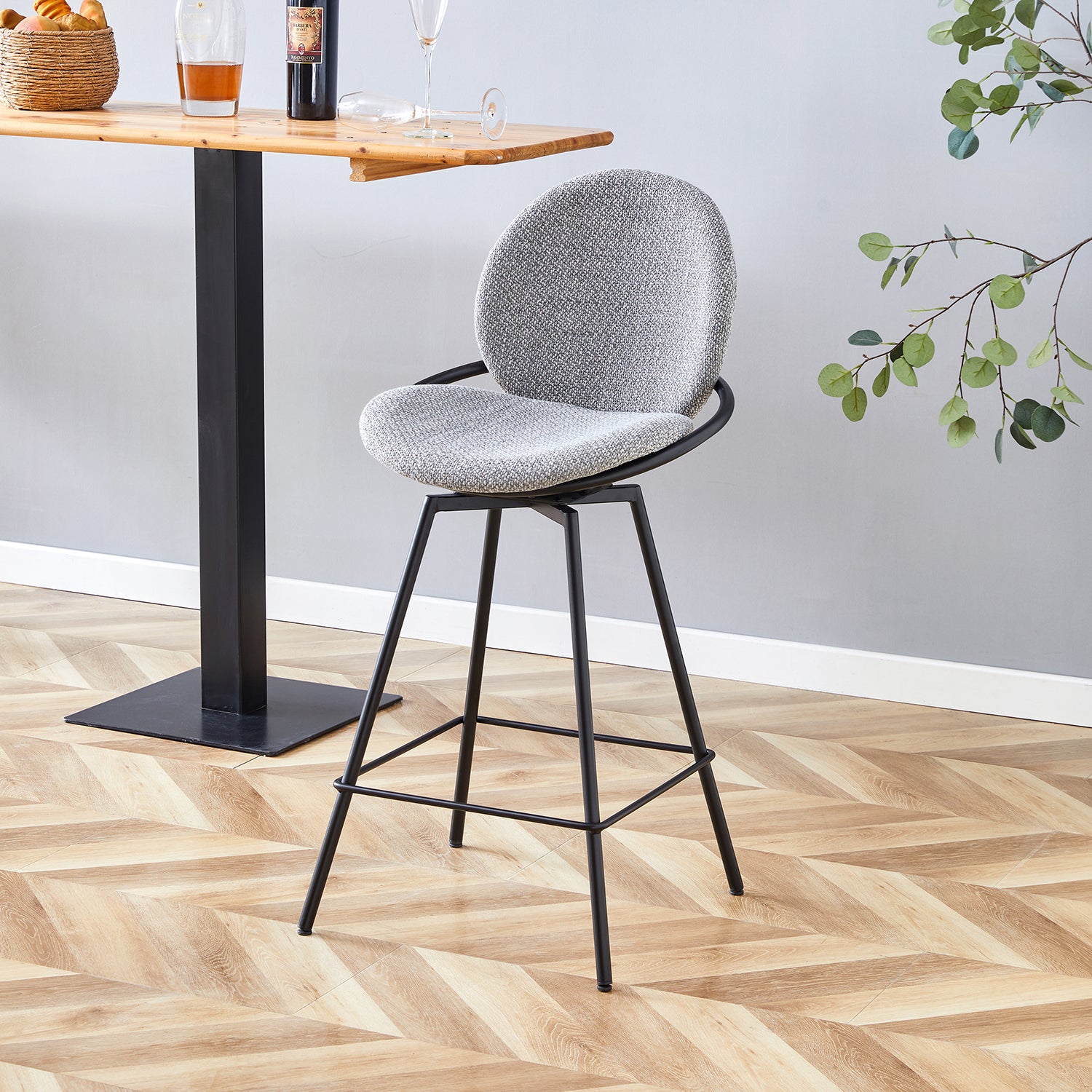 Silla para Barra Alec Gris Giratoria