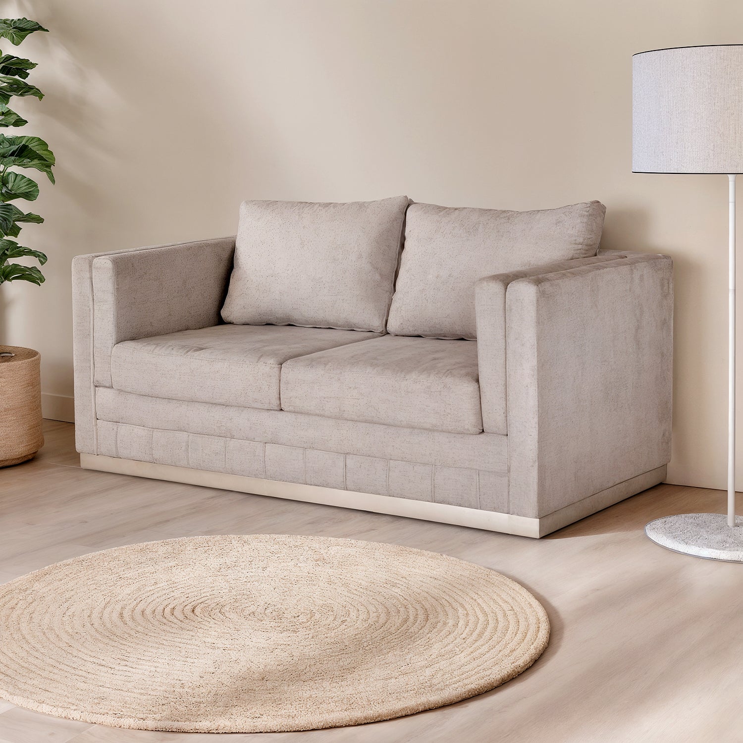 Sofá 2 Puestos Connor Lino Azafran Crudo, Champaña