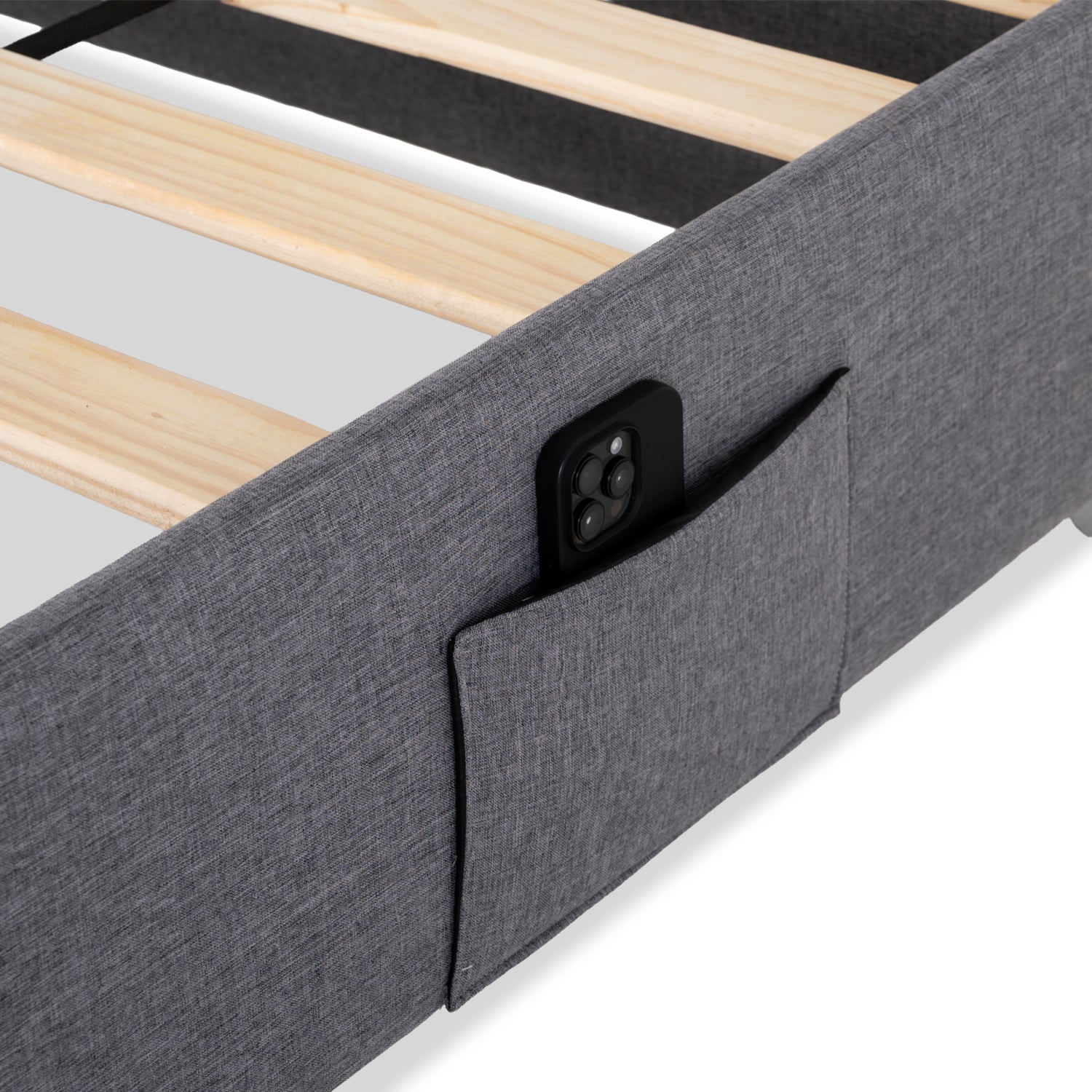 Base Cama Doble Pier Desarmable Gris