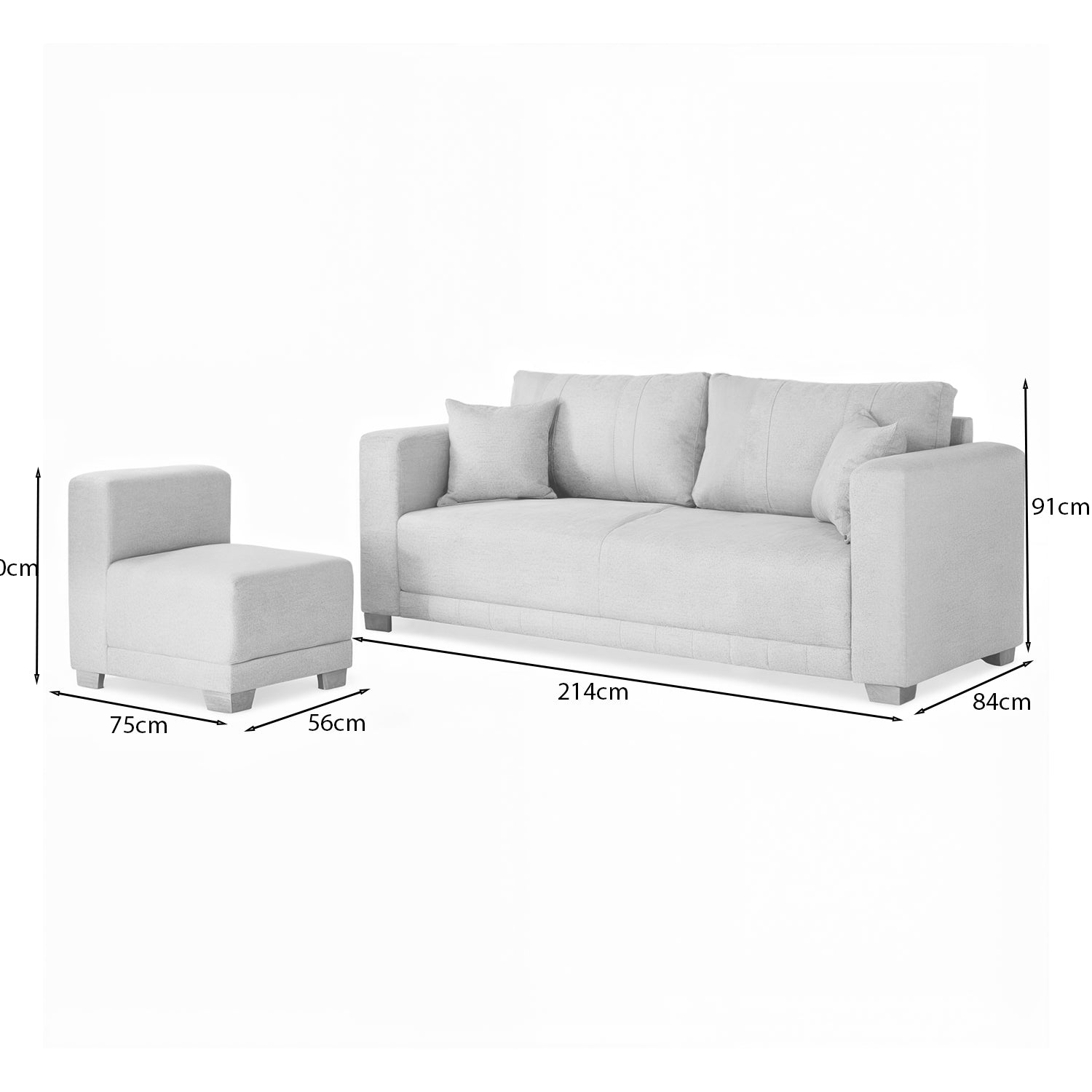 Sala Funcional Andora Lino Kazan Plomo, Natural Brazo Desmontable