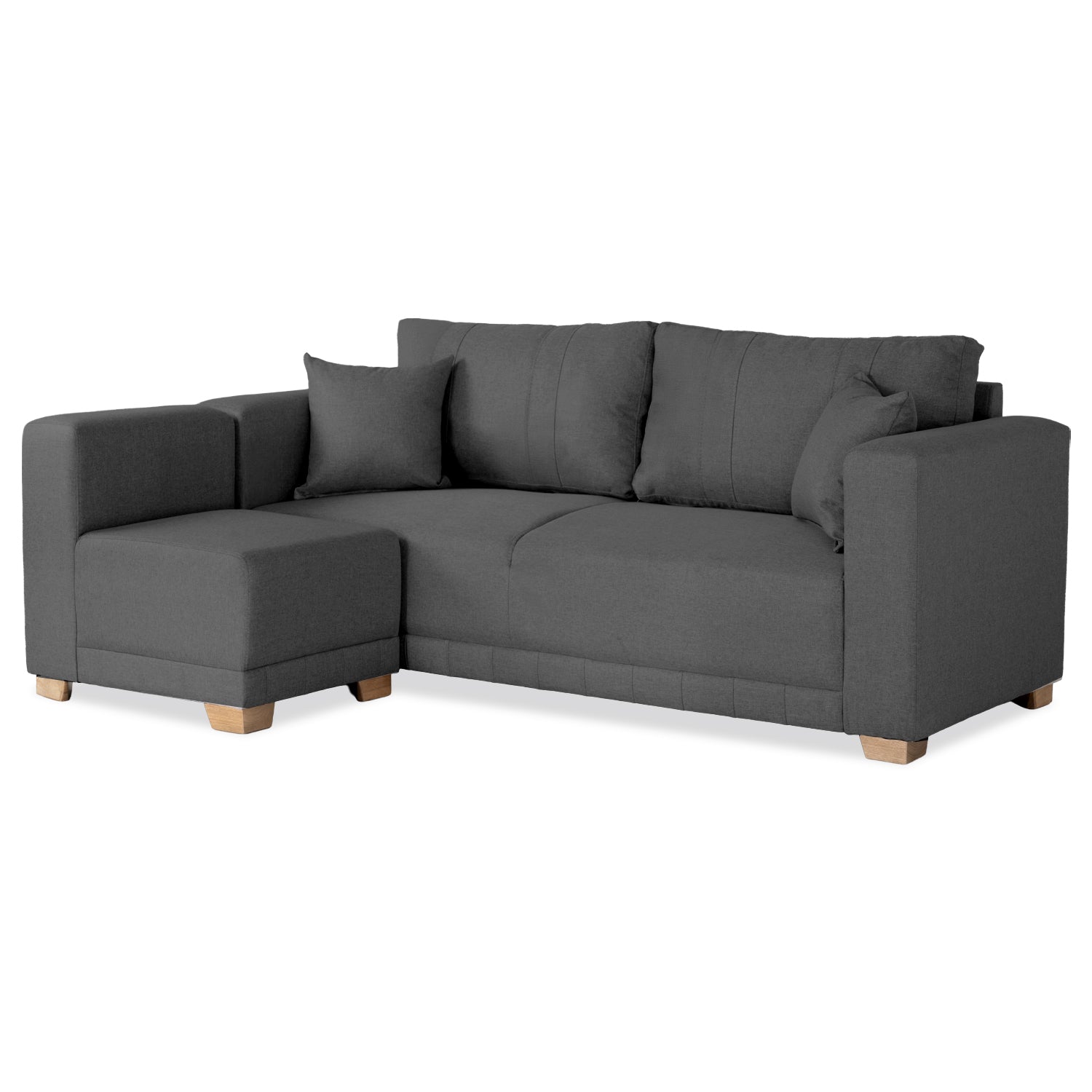 Sala Funcional Andora Lino Kazan Plomo, Natural Brazo Desmontable