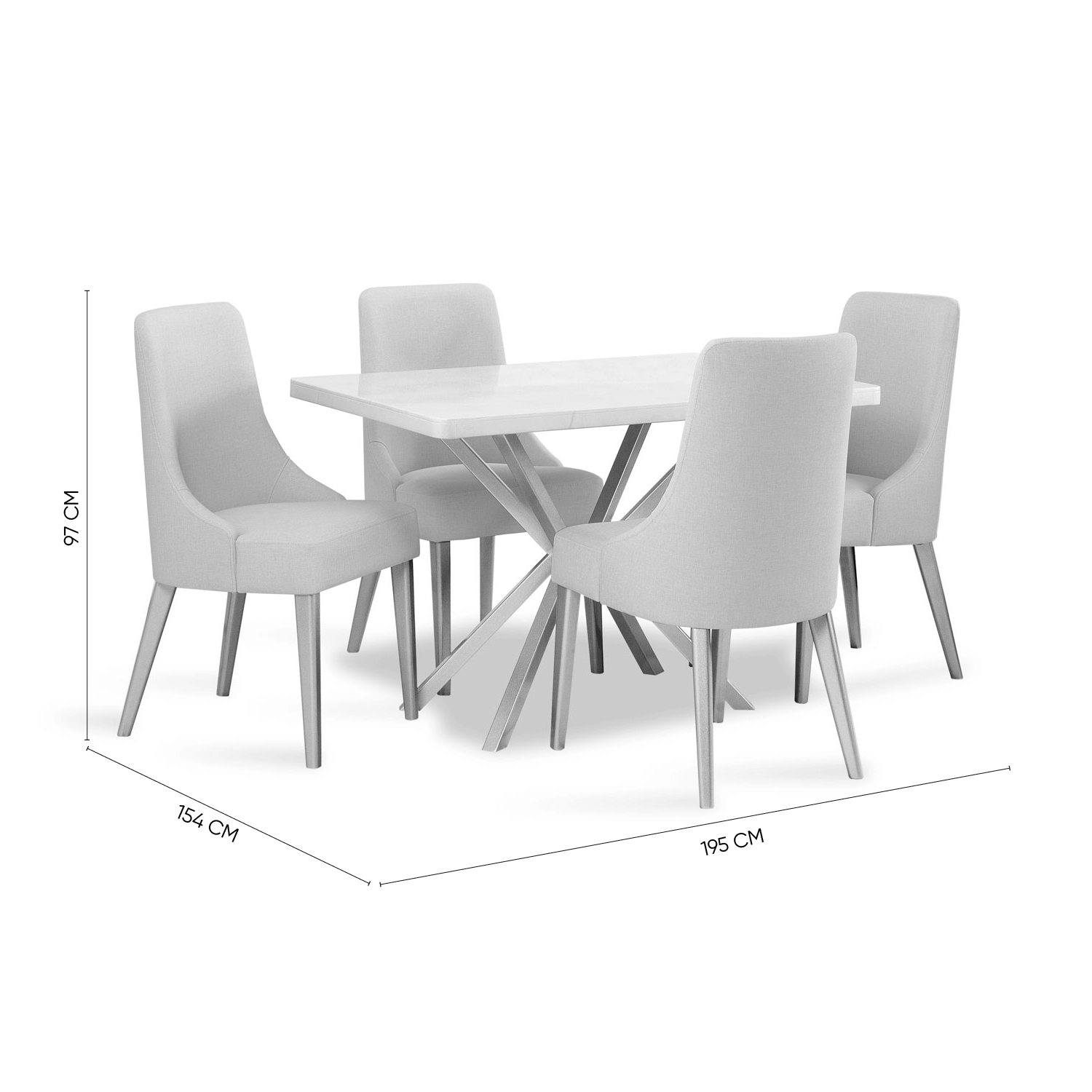 Comedor 4 Puestos Sevilla Velvet Atlas Marmol, Champaña