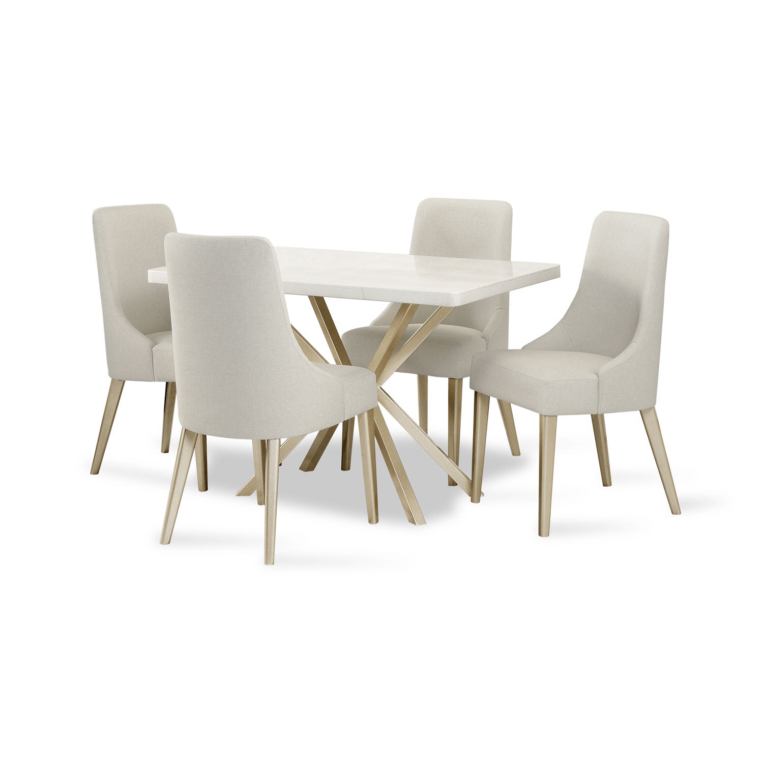 Comedor 4 Puestos Sevilla Eurolino Blanco Puro, Champaña